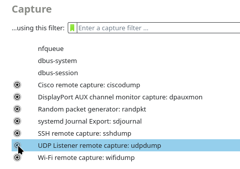 Wireshark UDPdump Config Icon